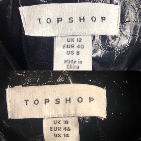 TOPSHOP Black Croc Faux Leather Moto Jacket - Picture 8 of 8